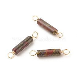 Natural Dragon Blood Connector Charms, with Platinum Tone Eco-Friendly Brass Wire Double Loops, Column, 23~24x4mm, Hole: 2~2.5mm(PALLOY-JF01573)