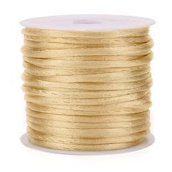 Nylon Cord, Satin Rattail Cord, for Beading Jewelry Making, Chinese Knotting, Light Khaki, 2mm, about 10.93 yards(10m)/roll(NWIR-L006-2mm-17)