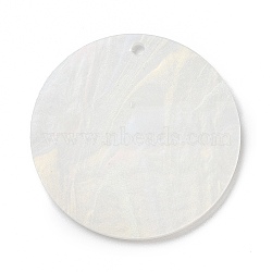 Acrylic Pendants, Imitation Gemstone Style, for DIY Making Keychain, Flat Round, White, 49.5x2.5mm, Hole: 3mm(SACR-E005-05A)