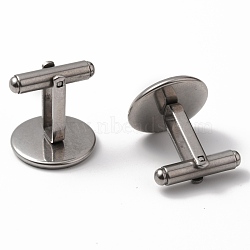 304 Stainless Steel Cuff Buttons, Cufflink Findings for Apparel Accessories, Stainless Steel Color, Tray: 16mm, 19.5x19x18mm(STAS-Z015-33F)