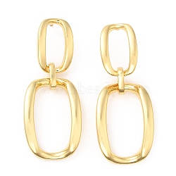 Brass Oval Dangle Stud Earrings Findings, Real 18K Gold Plated, 42.5mm(KK-Q780-03G)