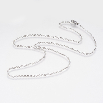 304 Stainless Steel Necklaces, Cross Cable Chain Necklaces, with Lobster Claw Clasps, Stainless Steel Color, 19.9 inch(50.5cm), 2mm