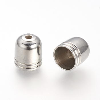 201 Stainless Steel Cord Ends, End Caps, Stainless Steel Color, 8.5x8mm, Hole: 1mm, inner diameter: 7mm