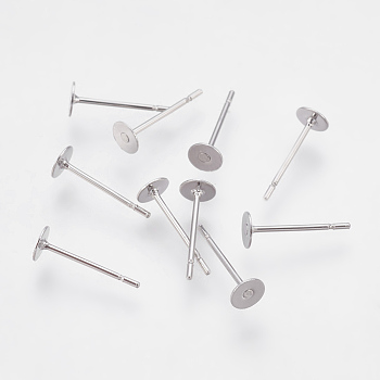 304 Stainless Steel Stud Earring Findings, Stainless Steel Color, 12x4mm, Pin: 0.7mm