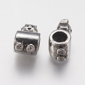 Ion Plating(IP) 304 Stainless Steel European Beads, Large Hole Beads, Bear, Antique Silver, 16x8x8mm, Hole: 5mm