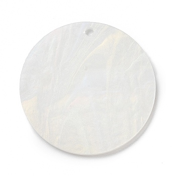 Acrylic Pendants, Imitation Gemstone Style, for DIY Making Keychain, Flat Round, White, 49.5x2.5mm, Hole: 3mm