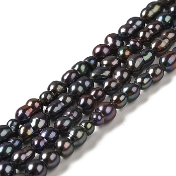 Natural Cultured Freshwater Pearl Beads Strands, Peanut, Dyed, Grade 4A+, Black, 9~12x5.5~6.5x5.5~6.5mm, Hole: 0.8mm, about 32pcs/strand, 13.58 inch(34.5cm)