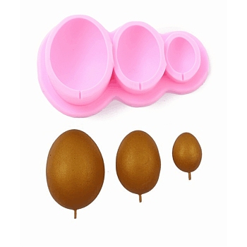 Easter Theme Food Grade Silicone Molds, Fondant Molds, Baking Molds, Chocolate, Candy, Biscuits, UV Resin & Epoxy Resin Jewelry Making, Egg, Pearl Pink, 67.5x113x19mm, Inner Diameter: 26x19mm, 41x29mm, 50x37mm