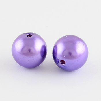 ABS Plastic Imitation Pearl Round Beads, Blue Violet, 10mm, Hole: 2mm, about 1000pcs/500g