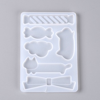 Silicone Molds, Hair Accessories Molds, For DIY Clamp Decoration, UV Resin & Epoxy Resin Jewelry Making, Mixed Shapes, White, 86x125x6mm