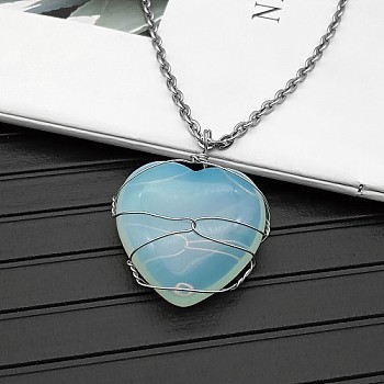 Synthetic Opalite Pendant Necklaces, 19.69 inch(50cm)