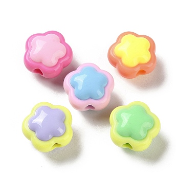 Two Tone Opaque Acrylic Beads, Flower, 17x17.5x12mm, Hole: 3.7mm