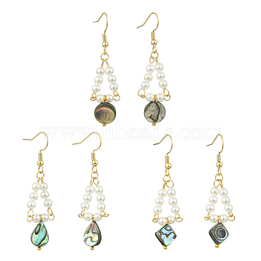 Paua Shell Dangle Earrings(EJEW-JE07179)-2