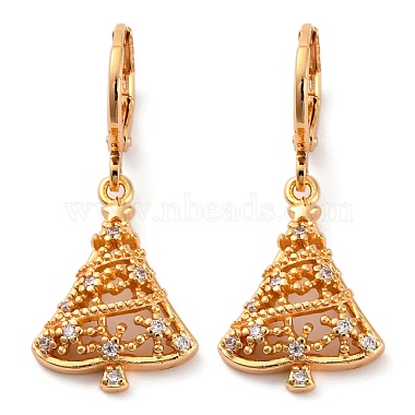 Brass Micro Pave Clear Cubic Zirconia Leverback Earrings(EJEW-K300-28G)-4