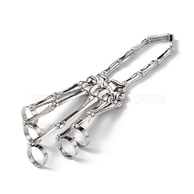 Halloween Themed Skull Alloy Full Hand Ring Bracelet(BJEW-L680-01P)-4