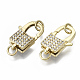 Brass Micro Pave Clear Cubic Zirconia Lobster Claw Clasps(ZIRC-S066-203-NF)-1