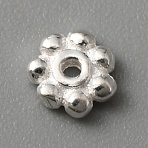 925 Sterling Silver Spacer Beads, Flower, Silver, 4.5x1.5mm, Hole: 0.8mm(STER-WH0013-05A-S)