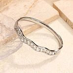 304 Stainless Steel Hinged Bangles for Women, Leaf, Platinum, Inner Diameter: 2.36 inch(6cm)(WGD676C-02)