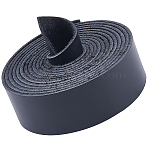 2M Flat AB Grade Cowhide Leather Cord, for Shoes Bag Sewing Patchwork DIY Craft Appliques, Black, 25x1.8~2mm, about 2.19 Yards(2m)/Roll(AJEW-WH0479-73A-02)