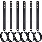 18Pcs PU Leather Snap Bracelets for Women Men, Black, 22x1.7x0.2cm(BJEW-CY0001-13B)