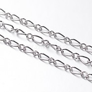 Nickel Free Iron Handmade Chains Figaro Chains Mother-Son Chains, Unwelded, Platinum Color, with Spool, Mother Link: 3x6mm, Son Link: 2.5x3mm, 0.6mm thick, about 328.08 Feet(100m)/roll(CHSM020Y-NF)