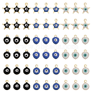 54Pcs 9 Style 304 Stainless Steel Evil Eye Enamel Charms, Heart & Flat Round & Star Charm, Mixed Color, 7.5~9x6~8x2~3mm, Hole: 1mm, 6pcs/style(STAS-CA0002-06)