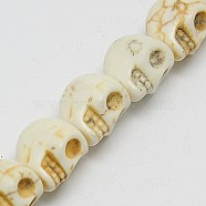 Synthetic Turquoise Beads Strands, Dyed, Skull, Beige, 12x10x11mm, Hole: 1mm, about 506pcs/1000g(TURQ-G113-10x12mm-07)