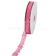 Polyester Grosgrain Ribbons, Hollow, Musical Note Pattern, Pink, 1-1/8"(28mm)(X-OCOR-TAC0011-01D)