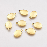 Tibetan Style Alloy Stamping Blank Tag Charms Pendants, Cadmium Free & Nickel Free & Lead Free, Oval, Antique Golden, 15x10x2mm, Hole: 2mm(X-TIBEP-A22613-AG-FF)
