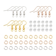 DIY Earrings Making Finding Kit, Including Brass Earring Hooks, 304 Stainless Steel Jump Rings and Plastic Ear Nuts, Mixed Color, Earring Hooks: 90pcs/set(DIY-FS0002-31)