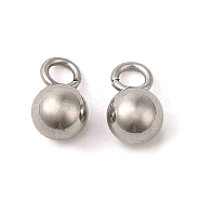 304 Stainless Steel Charms, Ball Charm, Stainless Steel Color, 7x4mm, Hole: 2mm(STAS-A093-01B-P)
