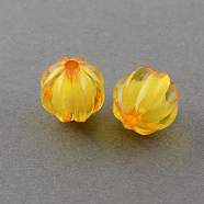 Autumn Theme Transparent Acrylic Beads, Bead in Bead, Round, Pumpkin, Goldenrod, 10mm, Hole: 2mm, about 1100pcs/500g(TACR-S089-10mm-07)