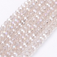 Electroplate Glass Beads Strands, AB Color Plated, Faceted, Rondelle, Antique White, 2.5x2mm, Hole: 0.8mm, about 168~170pcs/strand, 16.9 inch(X-EGLA-F003-C13)