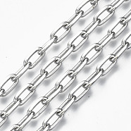 Unwelded Iron Paperclip Chains, Drawn Elongated Cable Chains, with Spool, Platinum, 9.2x4.5x1.3mm, about 32.8 Feet(10m)/roll(CH-S125-18A-02)