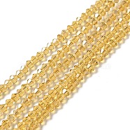 Transparent Electroplate Glass Beads Strands, AB Color Plated, Faceted Bicone, Goldenrod, 4.5x4mm, Hole: 0.7mm, about 88~92pcs/strand, 13.50~14.06 inch(34.3~35.7cm)(EGLA-S056-4mm-20)