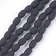 Spray Painted Non-magnetic Synthetic Hematite Beads Strands, Oval, Black, 7.5x5mm, Hole: 1.5mm, about 53~54pcs/strand, 15.7 inch(G-T116-17-17)
