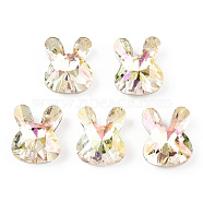 K9 Glass Rhinestone Cabochons, Pointed Back & Back Plated, Faceted, Rabbit, Jonquil, 12x10x5.5mm(MRMJ-T075-01)