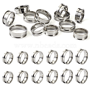 12Pcs 6 Size 201 Stainless Steel Grooved Finger Ring Settings, Ring Core Blank, for Inlay Ring Jewelry Making, Stainless Steel Color, Inner Diameter: 17.3~22mm, 2Pcs/size(STAS-TA0002-15P)