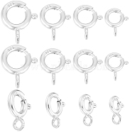 12Pcs 4 Styles 925 Sterling Silver Spring Ring Clasps, Ring, with 925 Stamp, Silver, 7~11.5x6~9.5x1~2mm, Hole: 1.5~2mm, 3pcs/style(STER-BBC0005-97P)