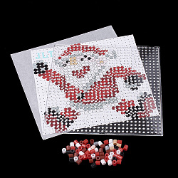 DIY Melty Beads Fuse Beads Sets: Fuse Beads, ABC Plastic Pegboards, Pattern Paper and Ironing Paper, Father Christmas Pattern, Square, Colorful, 14.7x14.7cm(DIY-S033-117)