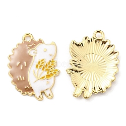 Alloy Enamel Pendants, Golden, Hedgehog Charm, Camel, 28x20.5x2mm, Hole: 2mm(X1-ENAM-D051-17B-G)