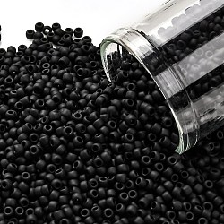 TOHO Round Seed Beads, Japanese Seed Beads, (49F) Opaque Frost Jet, 11/0, 2.2mm, Hole: 0.8mm, about 1103pcs/10g(X-SEED-TR11-0049F)