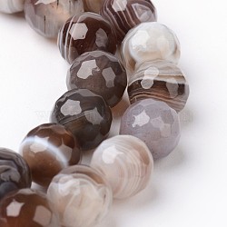 Natural Botswana Agate Bead Strands, Faceted, Round, 8mm, Hole: 1mm, about 48pcs/strand, 15.3 inch(G-J376-08-8mm)