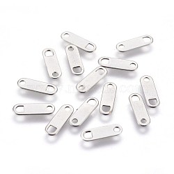 304 Stainless Steel Chain Tabs, Chain Extender Connectors, Oval, Stainless Steel Color, 11x3.5x0.4mm, Hole: 1.4mm and 2mm(X-STAS-E454-26P)