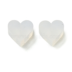 Silicone Ear Nuts, Heart, White, 6x5x3.5mm, Hole: 0.5mm(FIND-G082-06A)