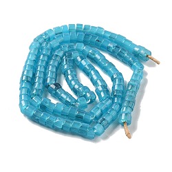 Handmade Lampwork Beads, Column, Sky Blue, 8~8.5x4~6mm, Hole: 1.8mm, about 131pcs/strand, 25.79''(65.5cm)(LAMP-Z008-04F)