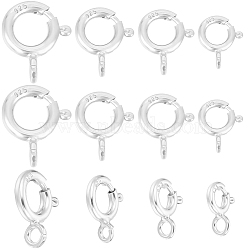 12Pcs 4 Styles 925 Sterling Silver Spring Ring Clasps, Ring, with 925 Stamp, Silver, 7~11.5x6~9.5x1~2mm, Hole: 1.5~2mm, 3pcs/style(STER-BBC0005-97P)