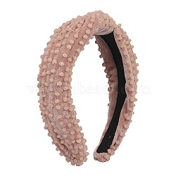 Hair Accessories, Velvet Bands, with Plastic Pearl, Pink, 150x130x55mm(OHAR-PW0001-190B)