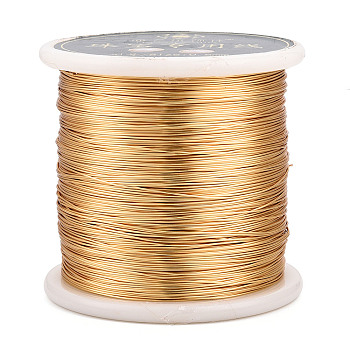 Copper Jewelry Wire, Round, Lead Free & Nickel Free & Cadmium Free, with Spool, Real 14K Gold Plated, 24 Gauge, 0.5mm, about 459.32 Feet(140m)/Roll