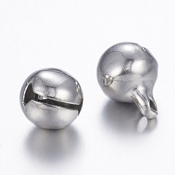 304 Stainless Steel Bell Charms, Stainless Steel Color, 11x8mm, Hole: 1.8mm